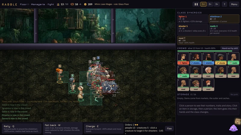 Rabble: the crowd fighting in the Overseer's arena